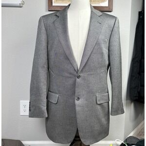 Jos. A. Bank Signature Silk Camel Hair Blazer Men 40L Silver Herringbone Jacket
